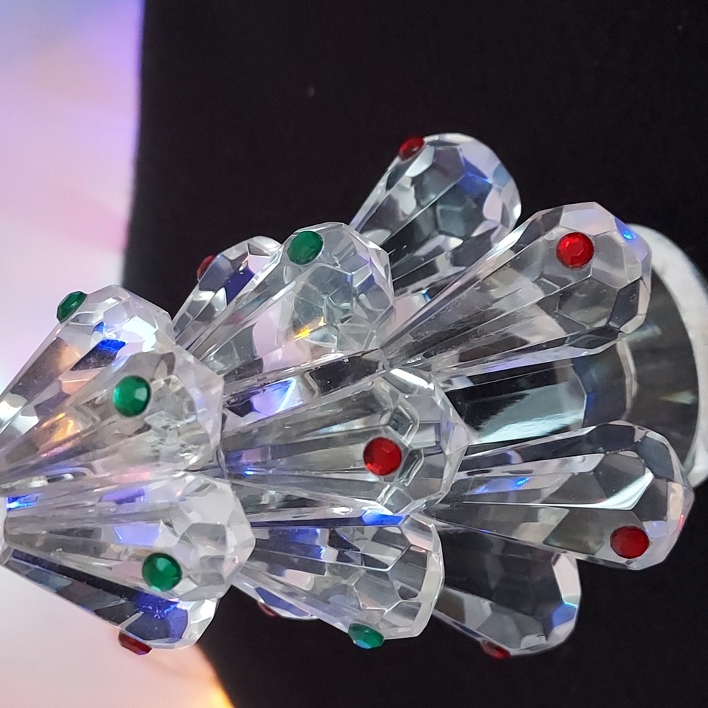 Vtg 4-3/8"  Clear Crystal Faceted  Christmas Tree - Picture 4 of 4